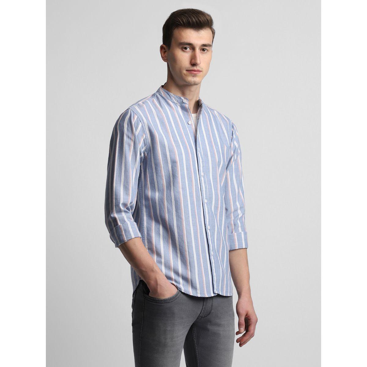 Dennis Lingo X Styli Striped Mandarin Collar Casual Shirt-men-clothing-shirts-image-2