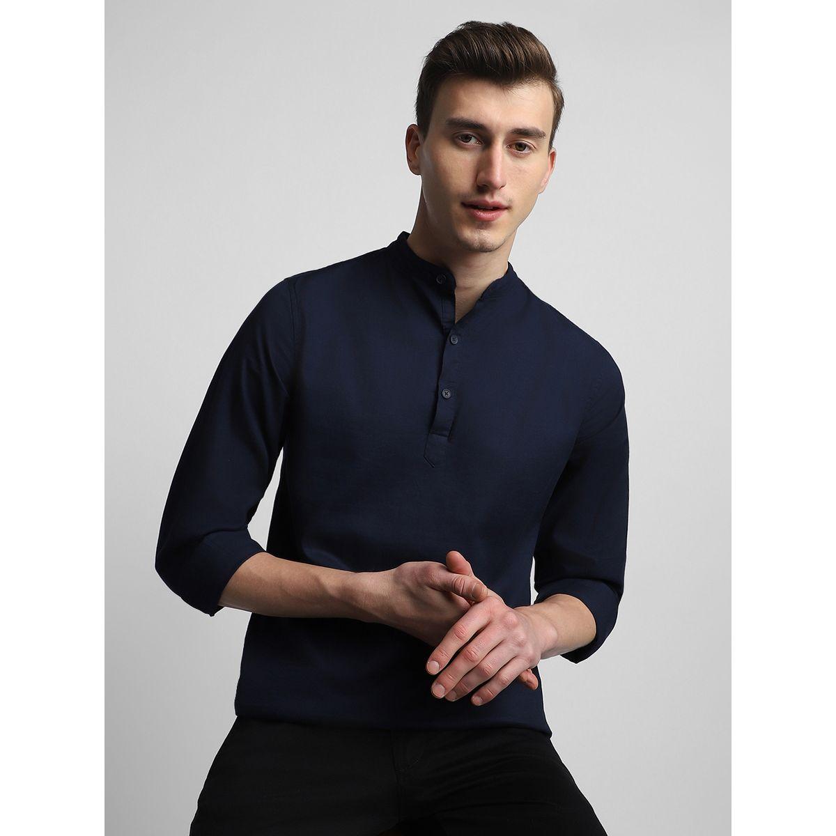 Dennis Lingo X Styli Solid Mandarin Collar Casual Shirt-men-clothing-shirts-image-1