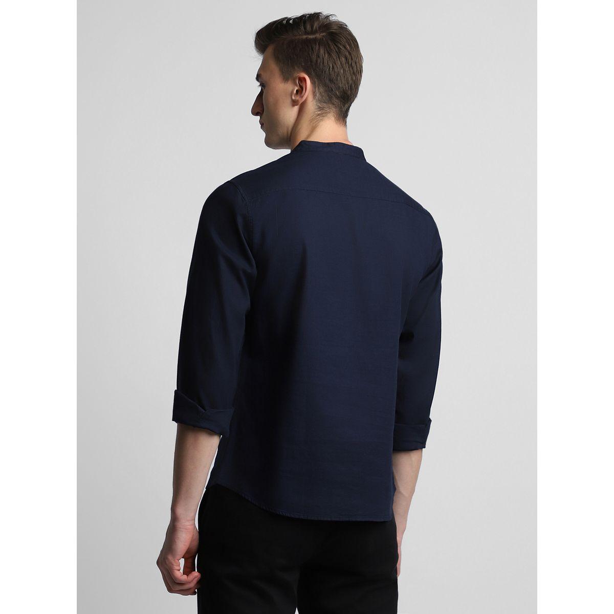 Dennis Lingo X Styli Solid Mandarin Collar Casual Shirt-men-clothing-shirts-image-2