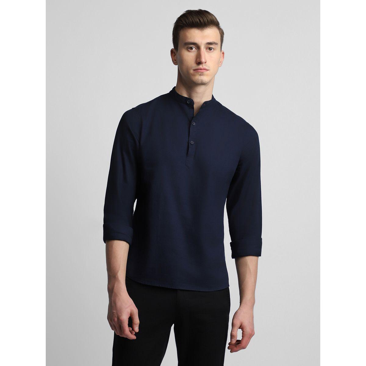 Dennis Lingo X Styli Solid Mandarin Collar Casual Shirt-men-clothing-shirts-image-3