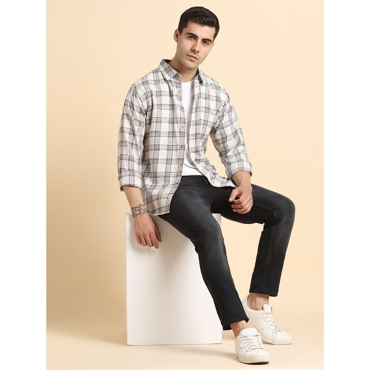 تيشيرت كاروهات بقصة عادية دينيس لينجو × ستايلي-men-clothing-shirts-image-6