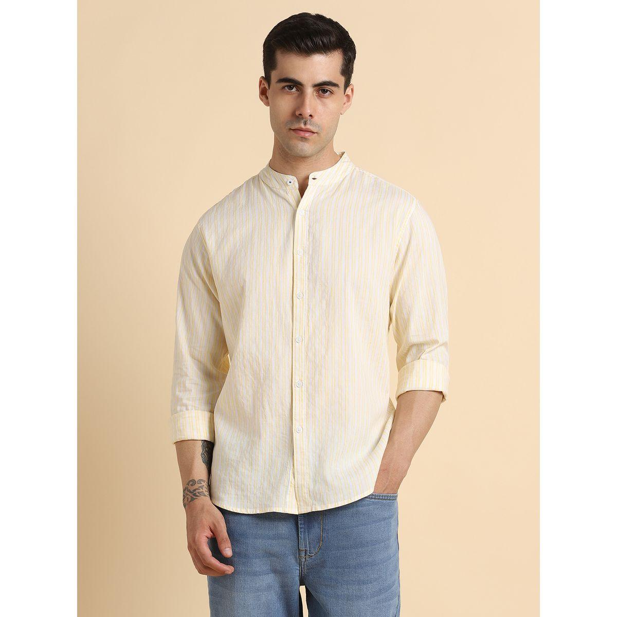 Dennis Lingo X Styli Striped Print Regular Fit Mandarin Collar Shirt-men-clothing-shirts-image-2