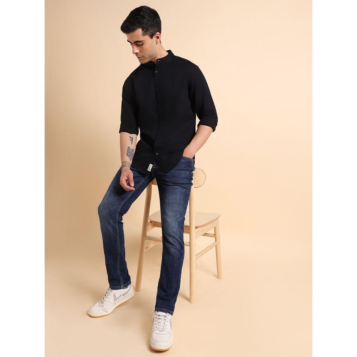Dennis Lingo Solid Regular Fit Mandarin Collar Shirt-men-clothing-shirts-image-6