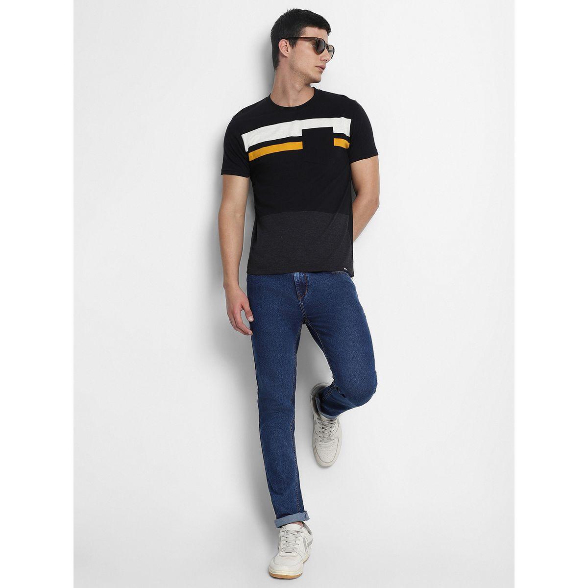 تيشيرت كاجوال بتداخلات مخططة دينيس لينجو × ستايلي-men-clothing-tshirtsandpolos-tshirts-image-1
