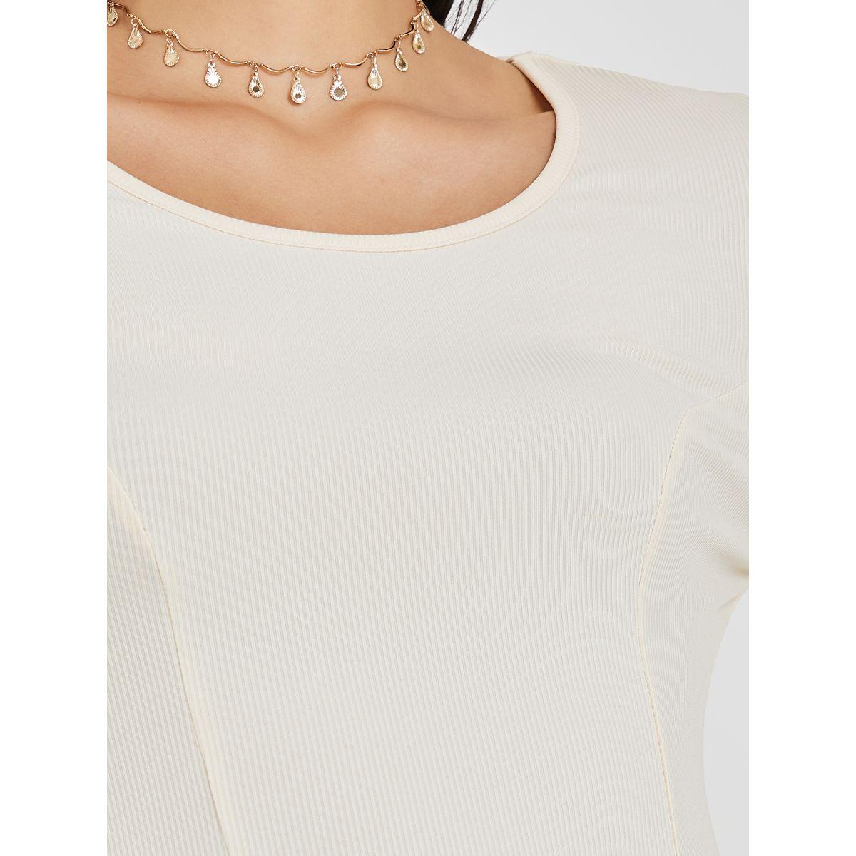 Styli Solid Ribbed Round Neck Flare Midi Dress-women-clothing-dresses-image-3