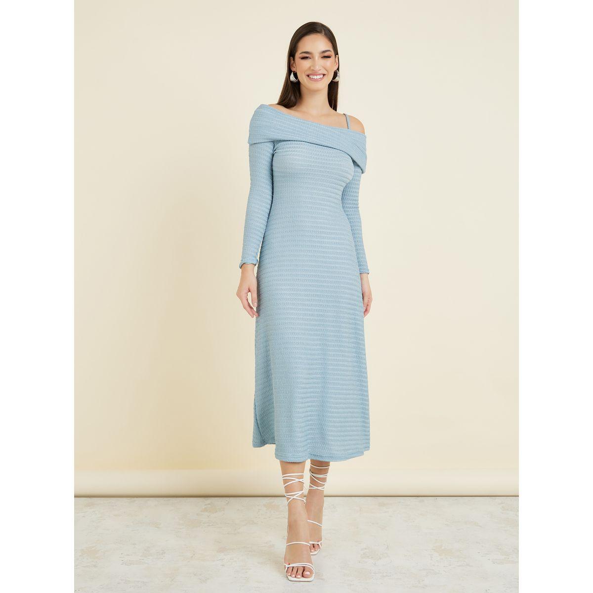 فستان طويل بياقة غير متماثلة الطول-women-clothing-dresses-image-2