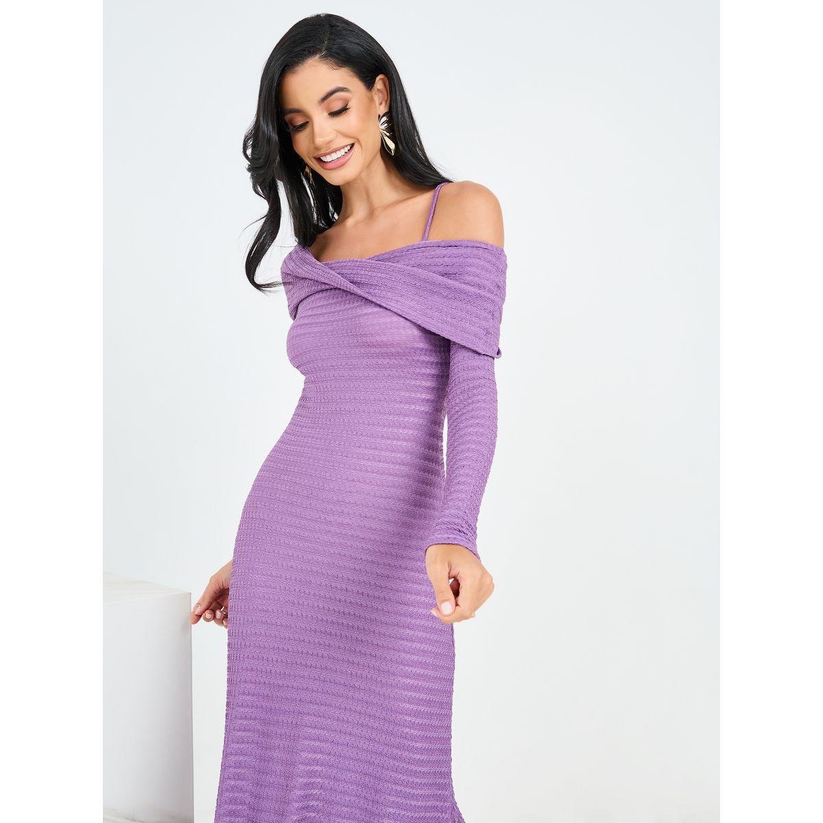 فستان طويل بياقة غير متماثلة الطول-women-clothing-dresses-image-2
