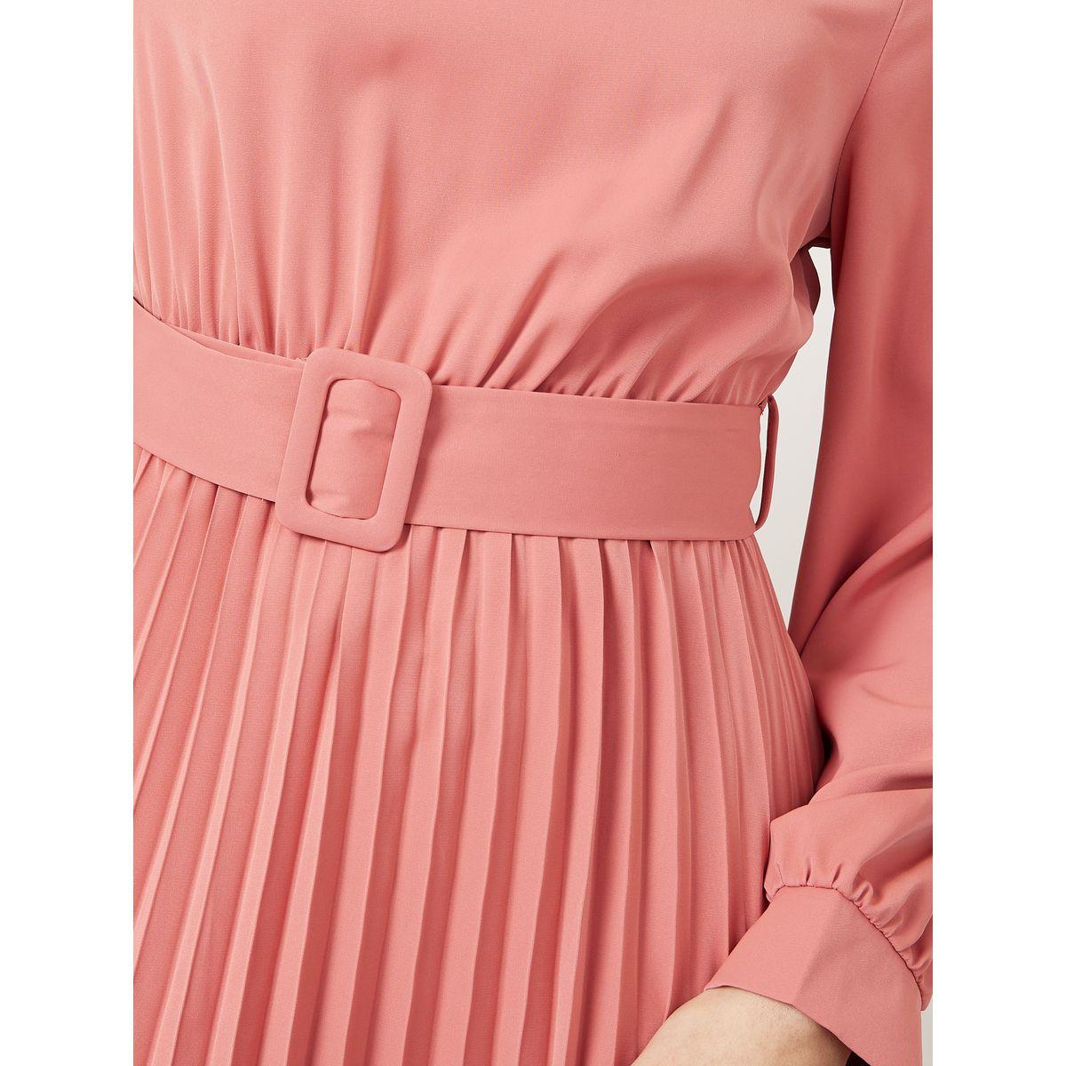 Styli Pleated Hem Belted A-Line Maxi Dress-women-clothing-dresses-image-3