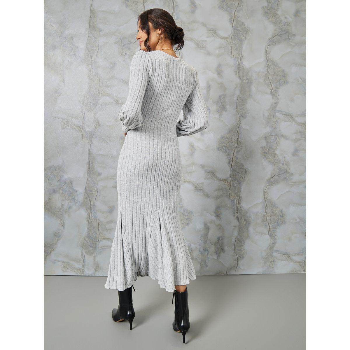 Styli Ribbed Textured Knit Sheath Midi Dress-women-clothing-dresses-image-4
