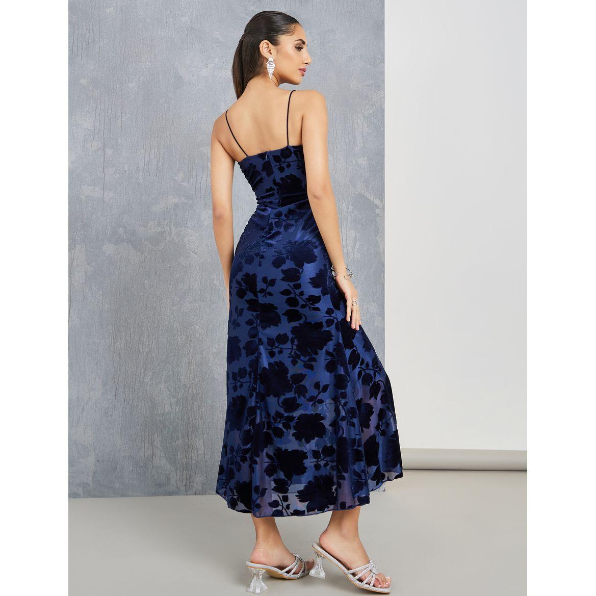 Styli Velour Jacquard Strappy Maxi Dress-women-clothing-dresses-image-4