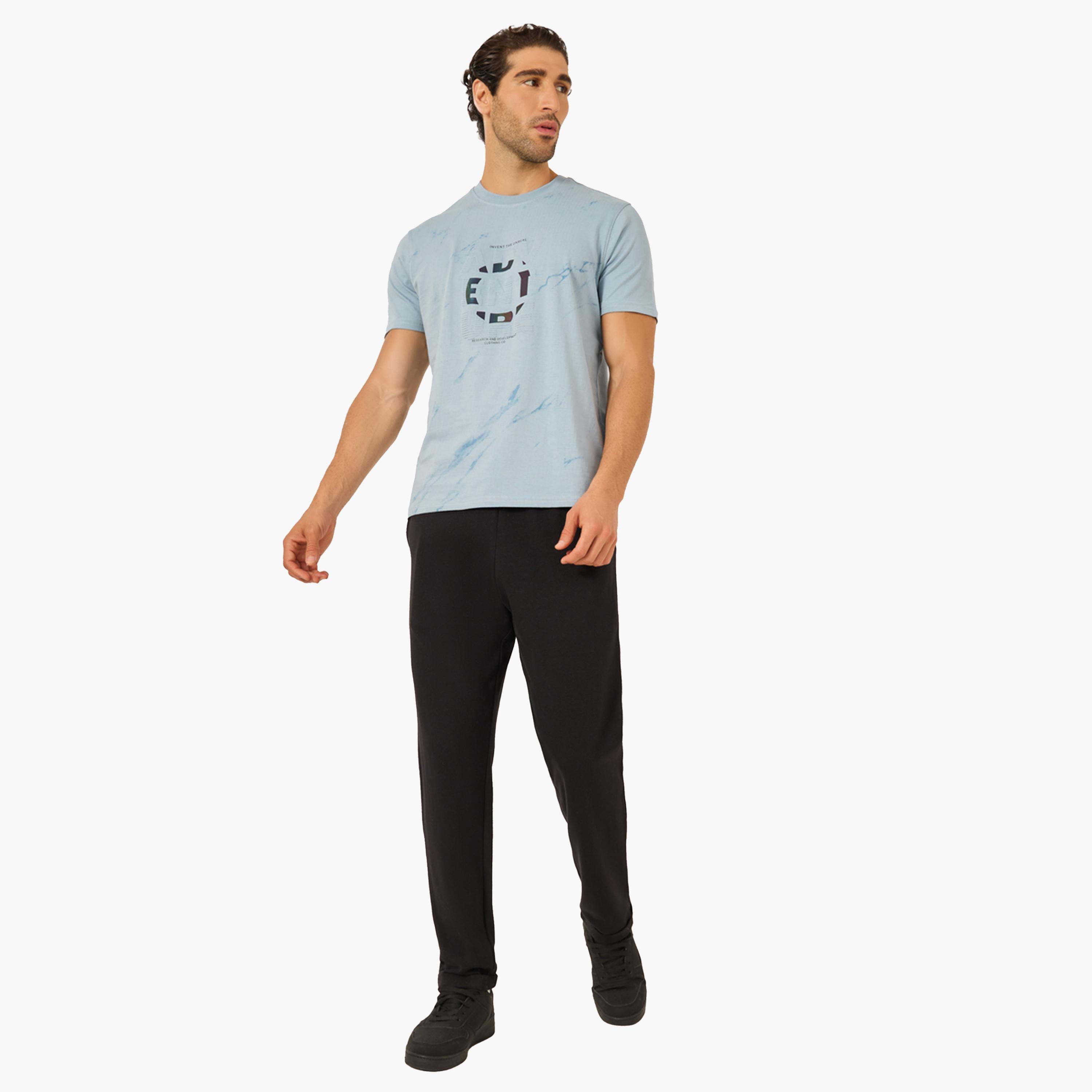 Styli Slim Fit Pique Knit Pants with Roll Up Hem-men-clothing-bottoms-trousersandchinos-trousers-image-2