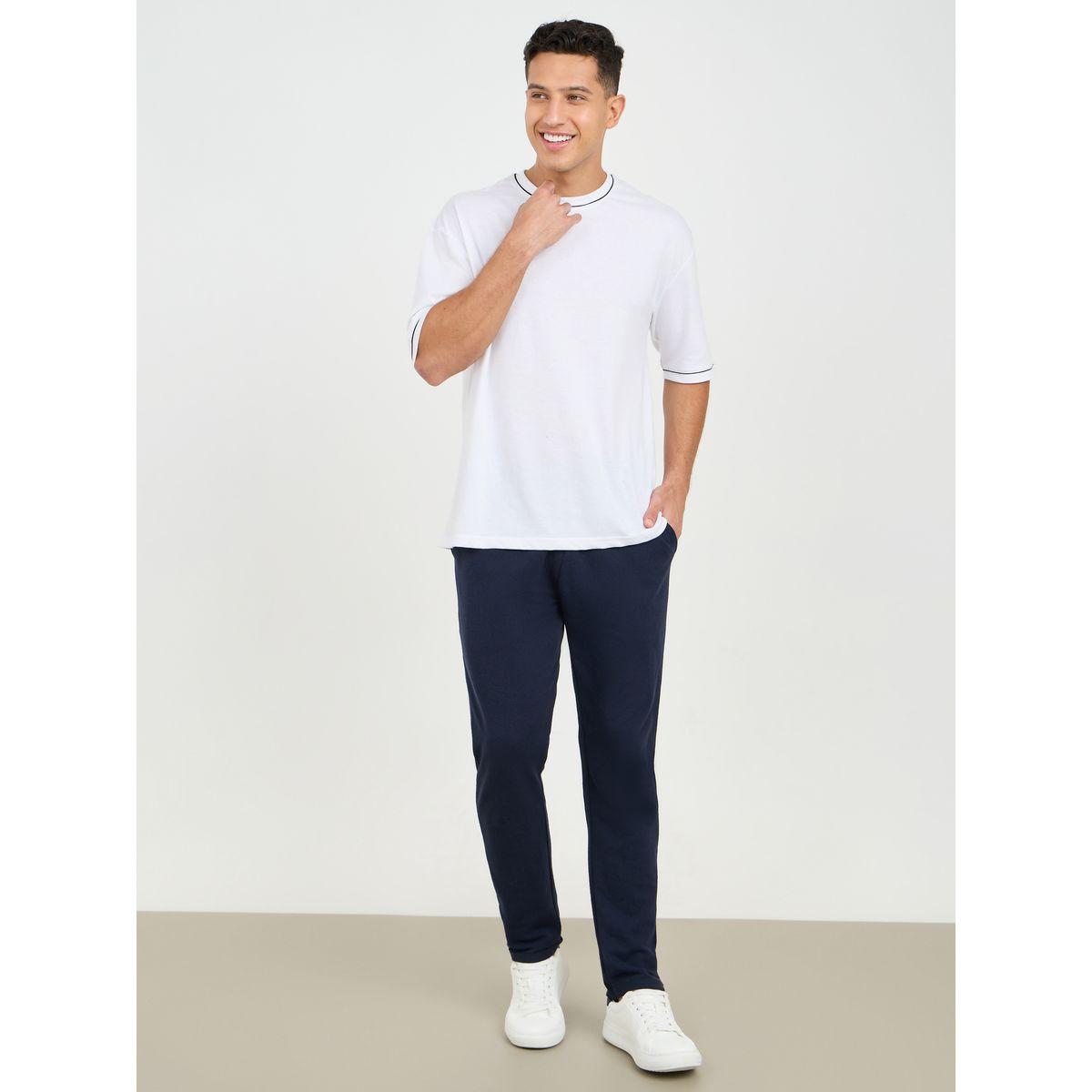Styli Slim Fit Pique Knit Pants with Roll Up Hem-men-clothing-bottoms-trousersandchinos-trousers-image-2