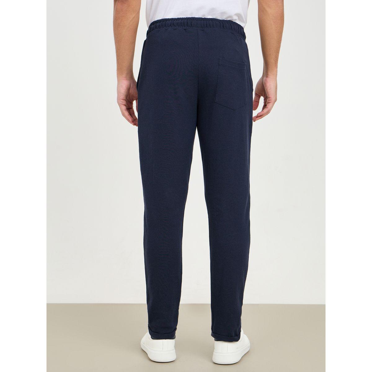 Styli Slim Fit Pique Knit Pants with Roll Up Hem-men-clothing-bottoms-trousersandchinos-trousers-image-4