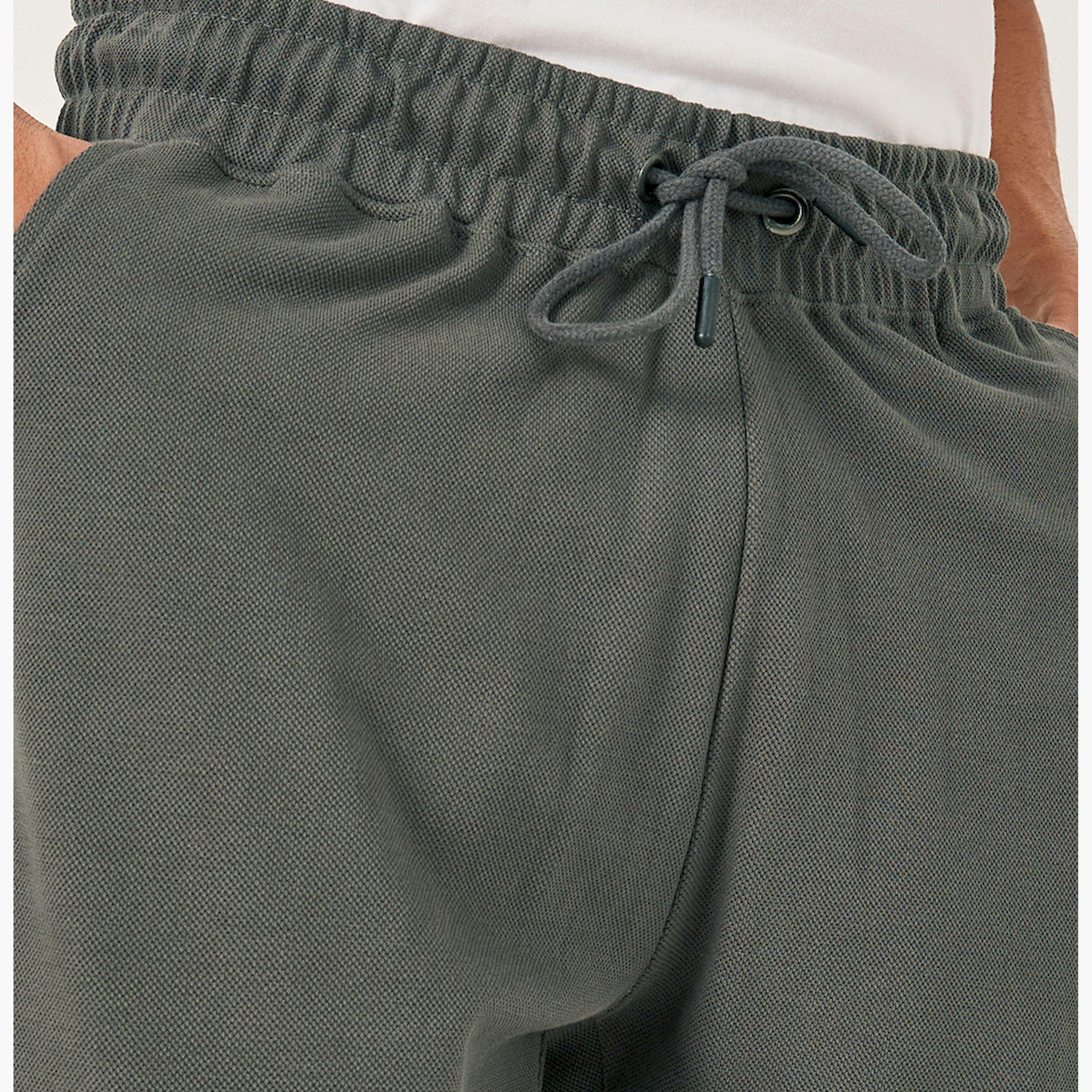 Styli Slim Fit Pique Knit Pants with Turn-Up Hem-men-clothing-bottoms-trousersandchinos-trousers-image-3