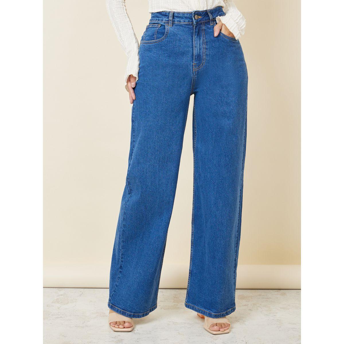 Styli Straight Fit High Rise Jeans with Pockets-women-clothing-bottoms-jeans-image-1