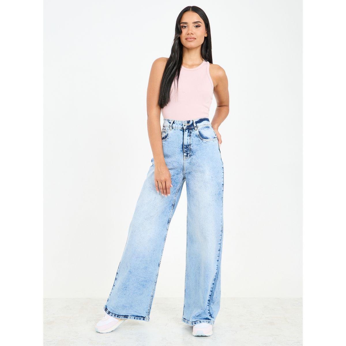 Styli High Rise Wide Leg Stone Wash Jeans-women-clothing-bottoms-jeans-image-2