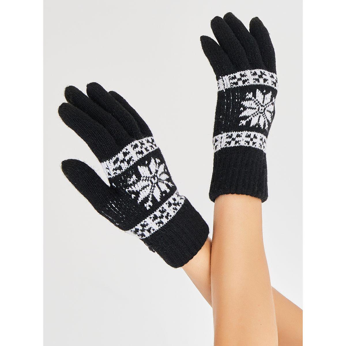 Styli Graphic Print Gloves-women-winterwear-gloves-image-1