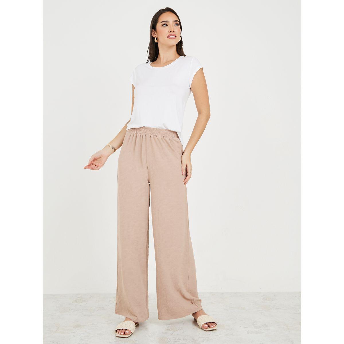 بنطال واسع الأرجل بخصر مطاطي-women-clothing-bottoms-trousers-image-1