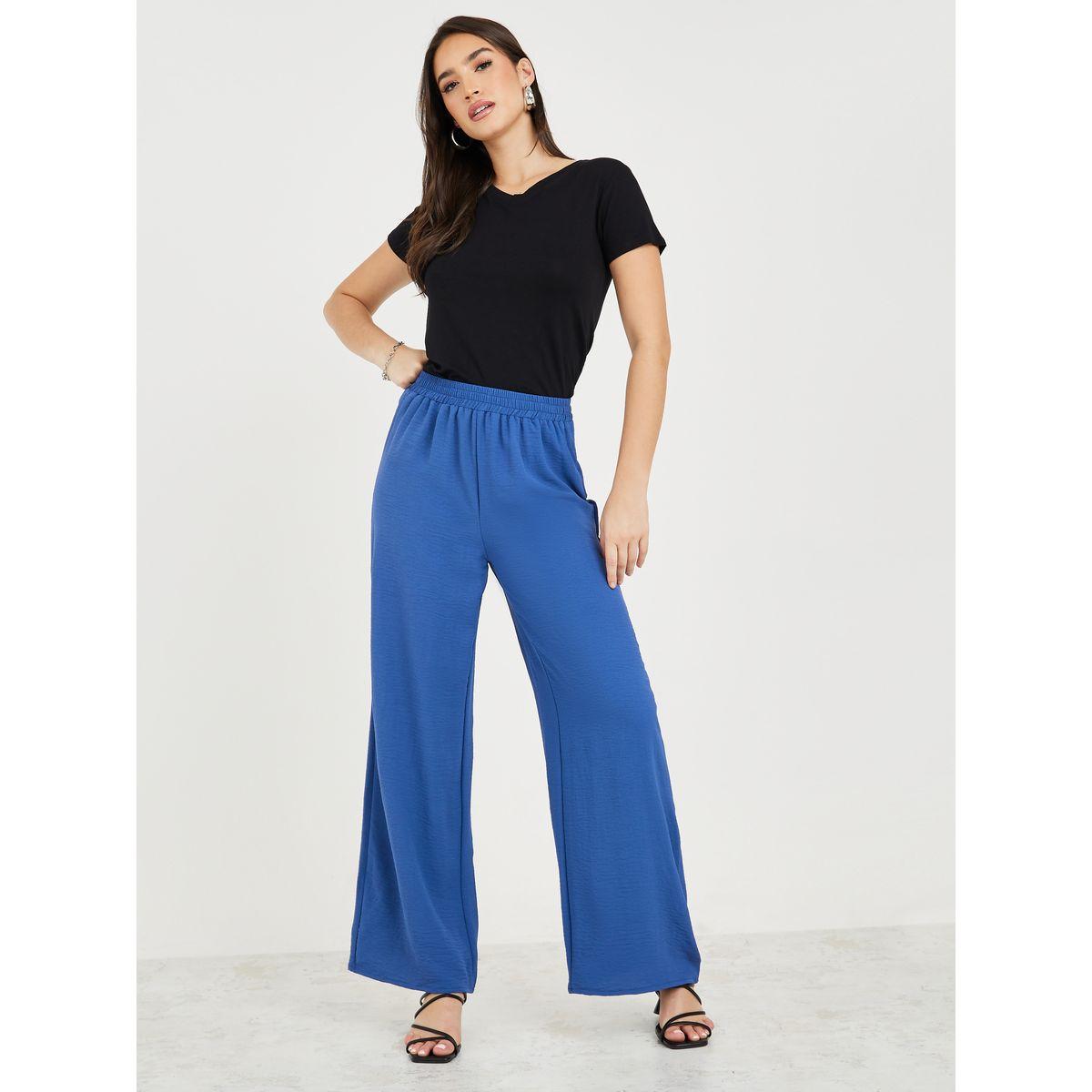 بنطال بأرجل واسعة وخصر مطاطي-women-clothing-bottoms-trousers-image-2