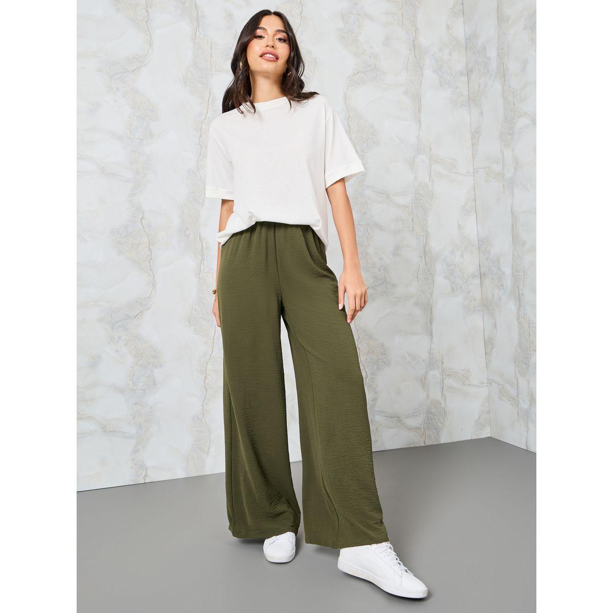 بنطال واسع الأرجل بخصر مطاطي-women-clothing-bottoms-trousers-image-2