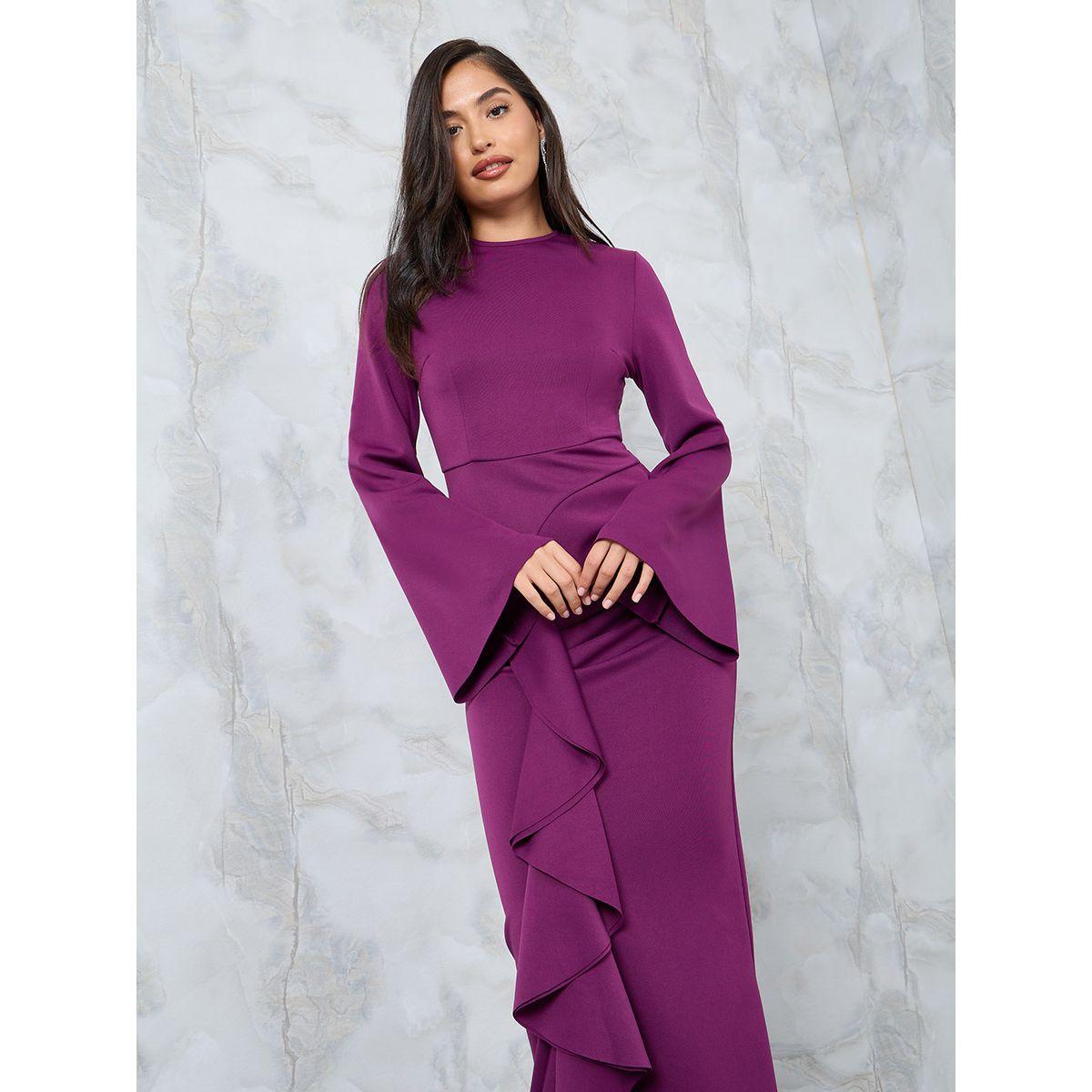 فستان طويل ضيق بأكمام جرس-women-clothing-dresses-image-2