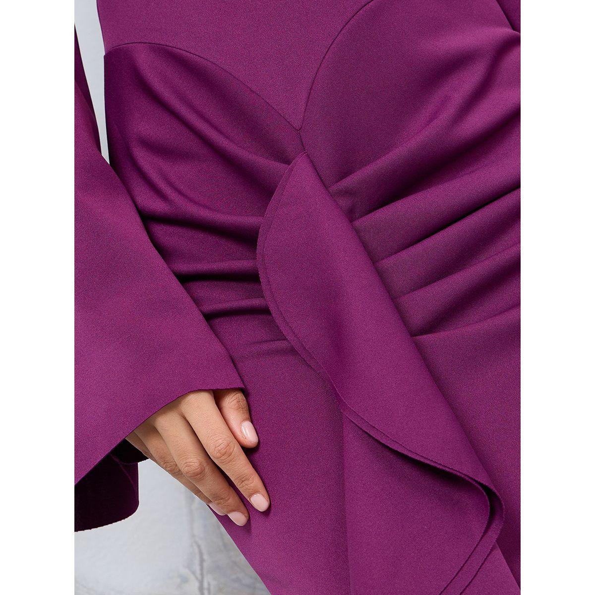 Styli Ruffle Panel Bell Sleeve Bodycon Maxi Dress-women-clothing-dresses-image-3