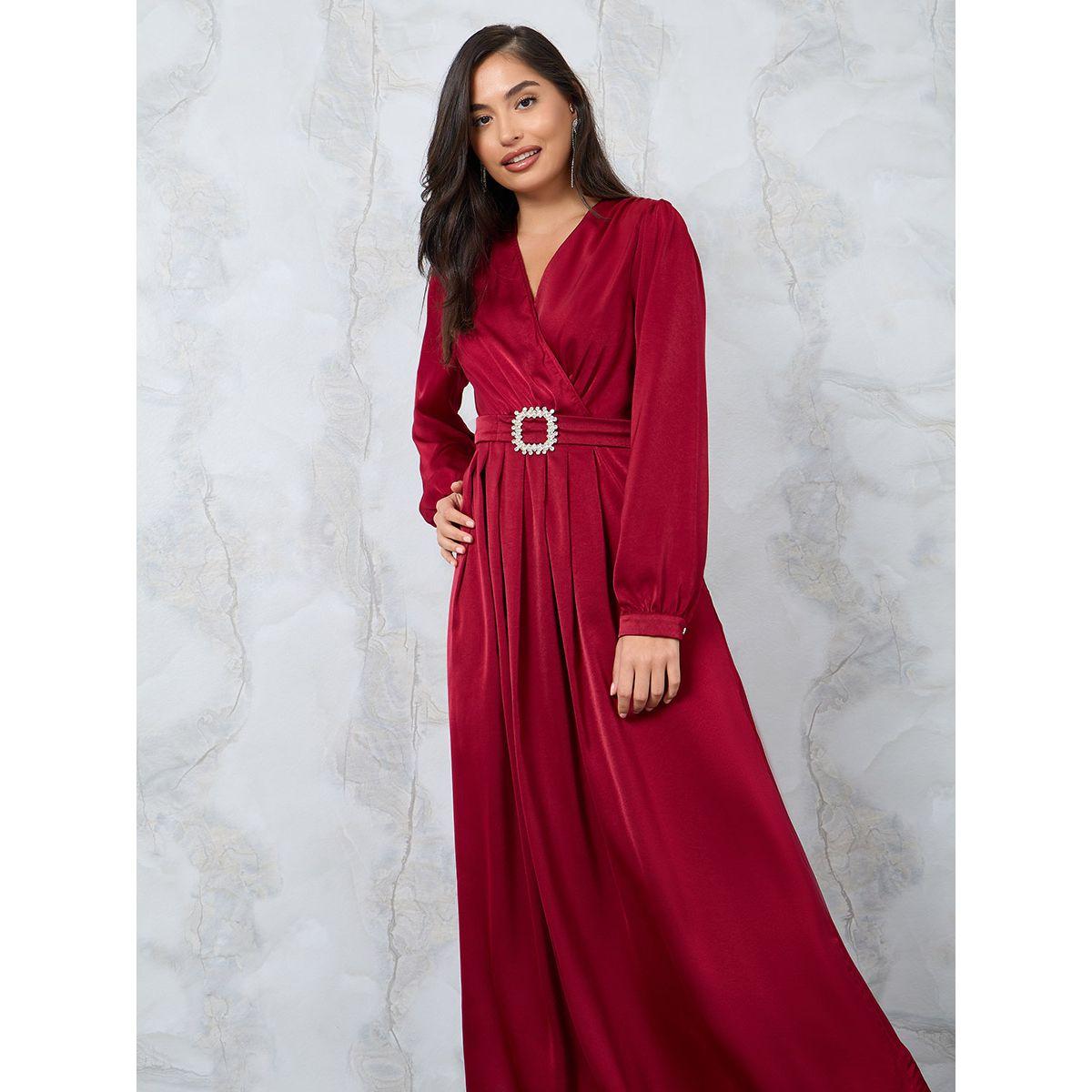 Styli Embellished Buckle Detail A-Line Maxi Dress-women-clothing-dresses-image-2