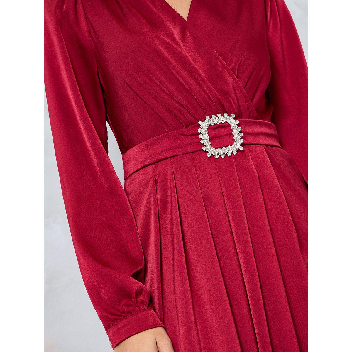 Styli Embellished Buckle Detail A-Line Maxi Dress-women-clothing-dresses-image-3