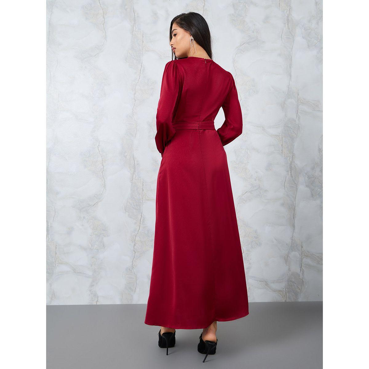 Styli Embellished Buckle Detail A-Line Maxi Dress-women-clothing-dresses-image-4