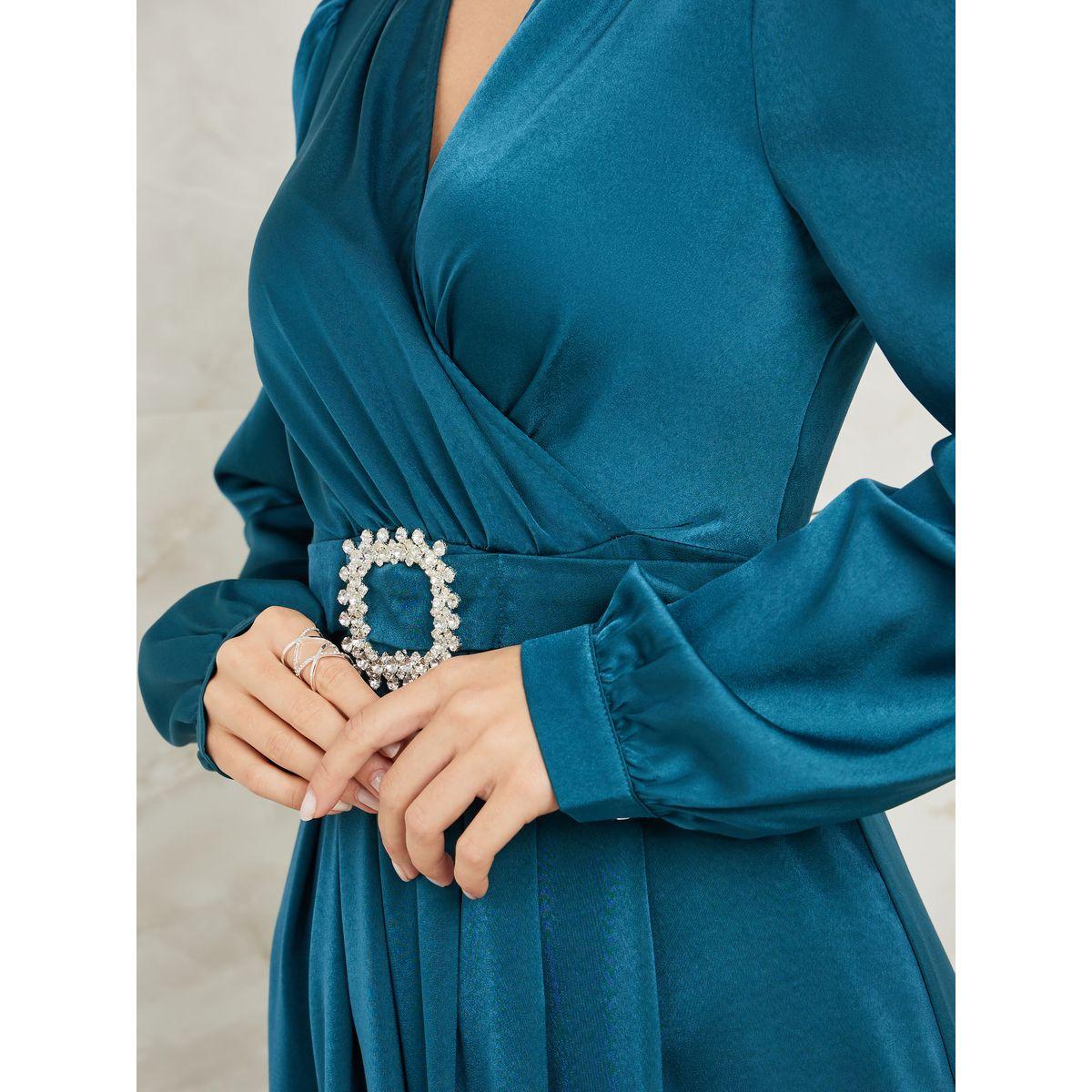 Styli Embellished Buckle Detail A-Line Maxi Dress-women-clothing-dresses-image-3