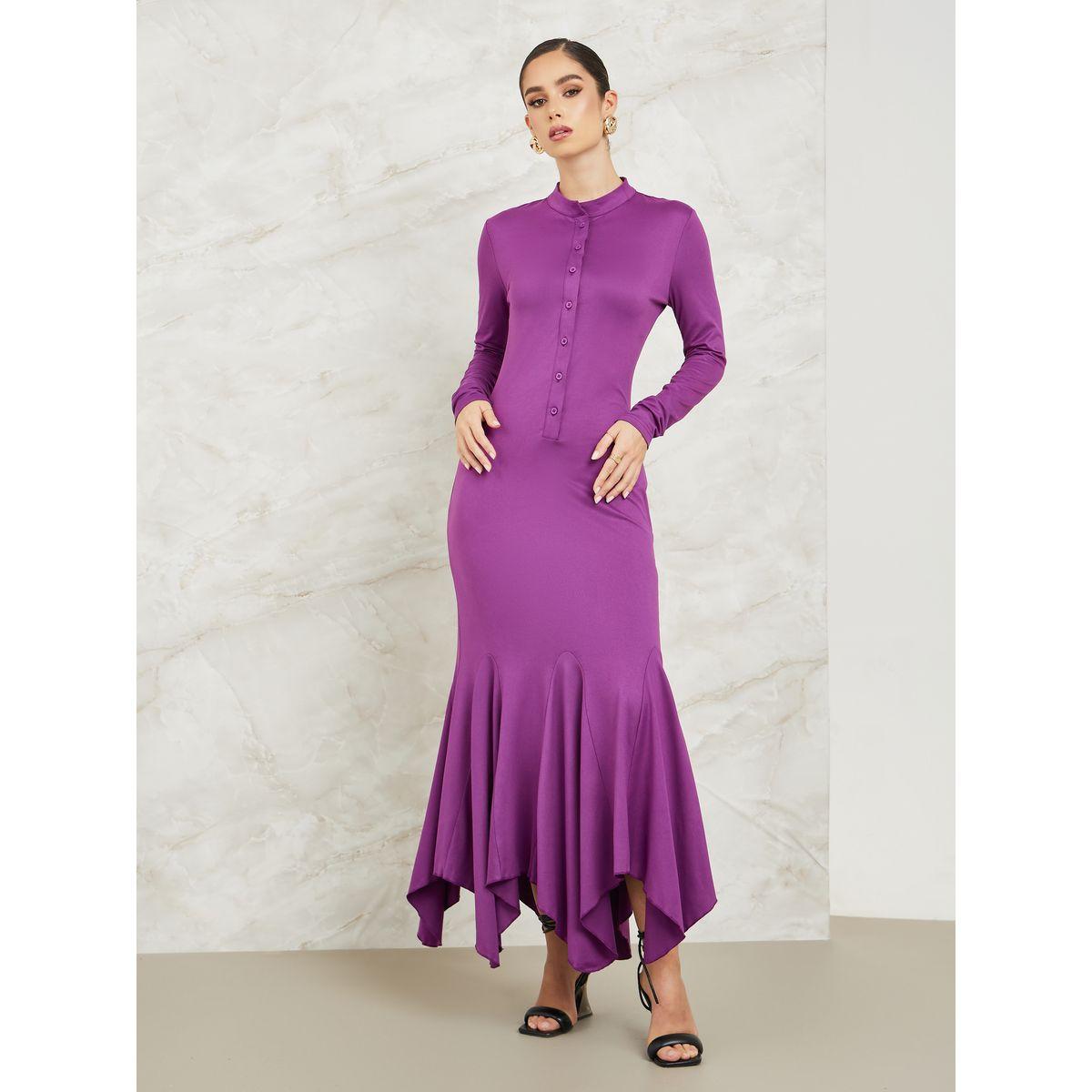 Styli Asymmetric Hem Buttoned Sheath Maxi Dress-women-clothing-dresses-image-1