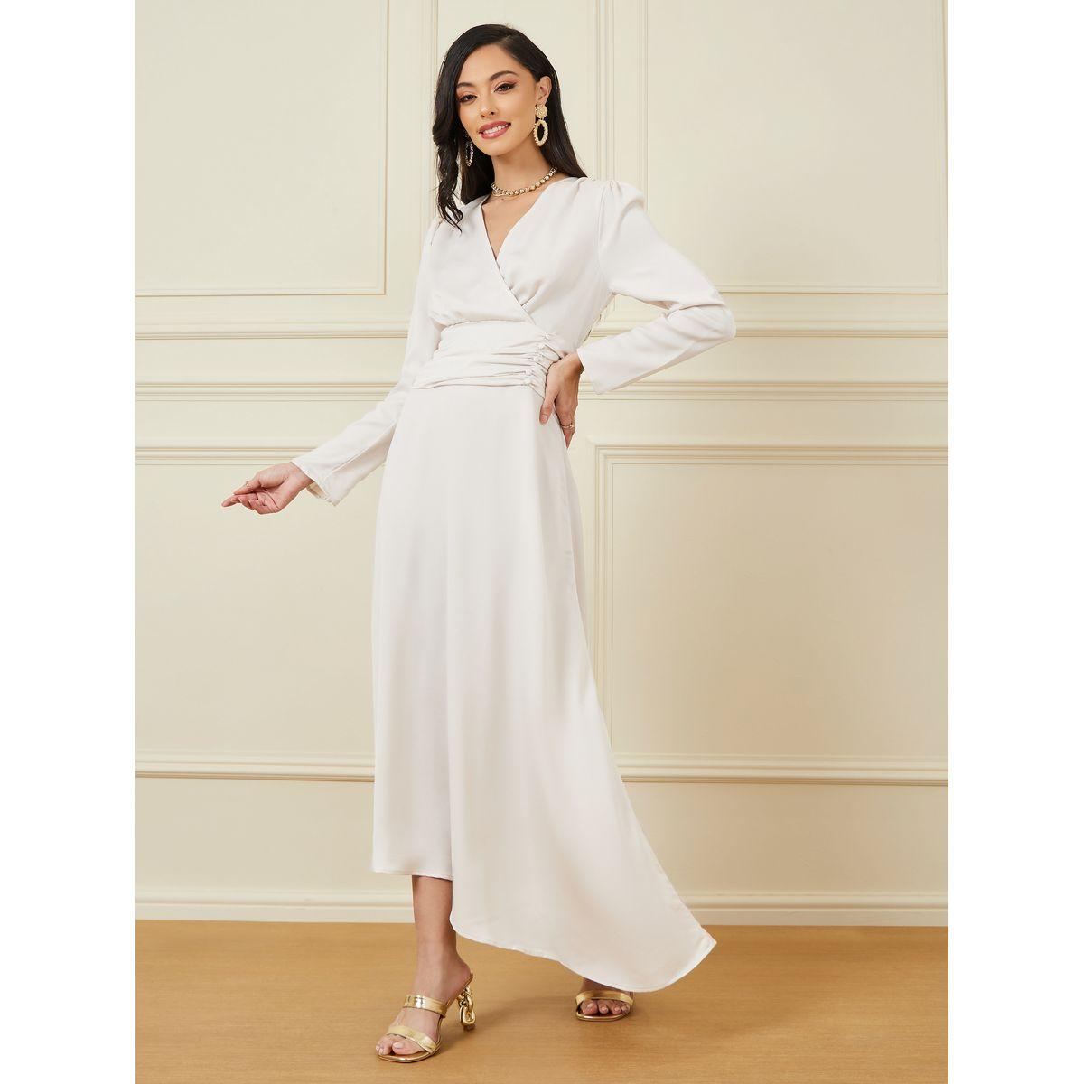 Styli Gathered Waistband Wrap Front Maxi Dress-women-clothing-dresses-image-1