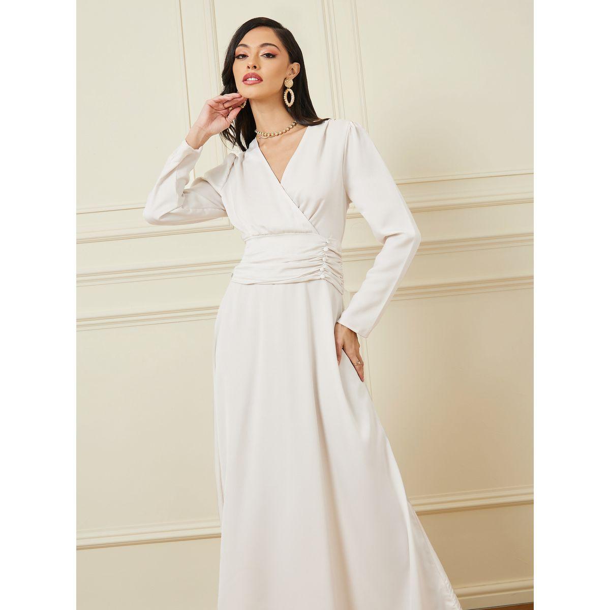 فستان طويل بنمط لف وكسرات-women-clothing-dresses-image-2