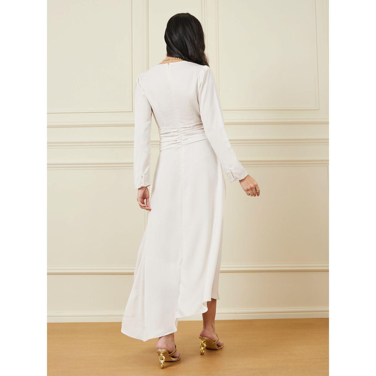 Styli Gathered Waistband Wrap Front Maxi Dress-women-clothing-dresses-image-4