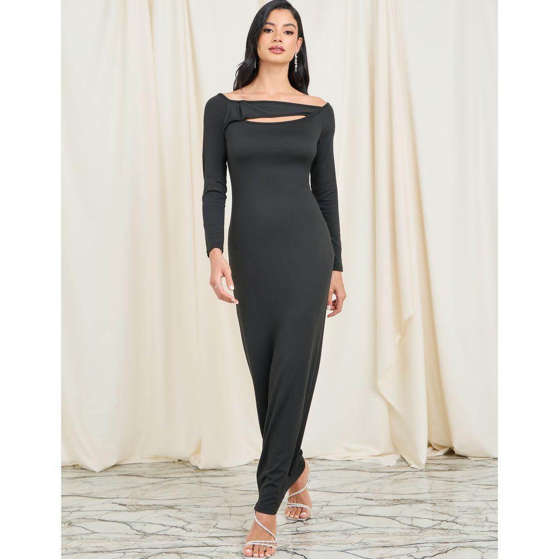 Styli Cut Out Neck Detail Bodycon Maxi Dress-women-clothing-dresses-image-1