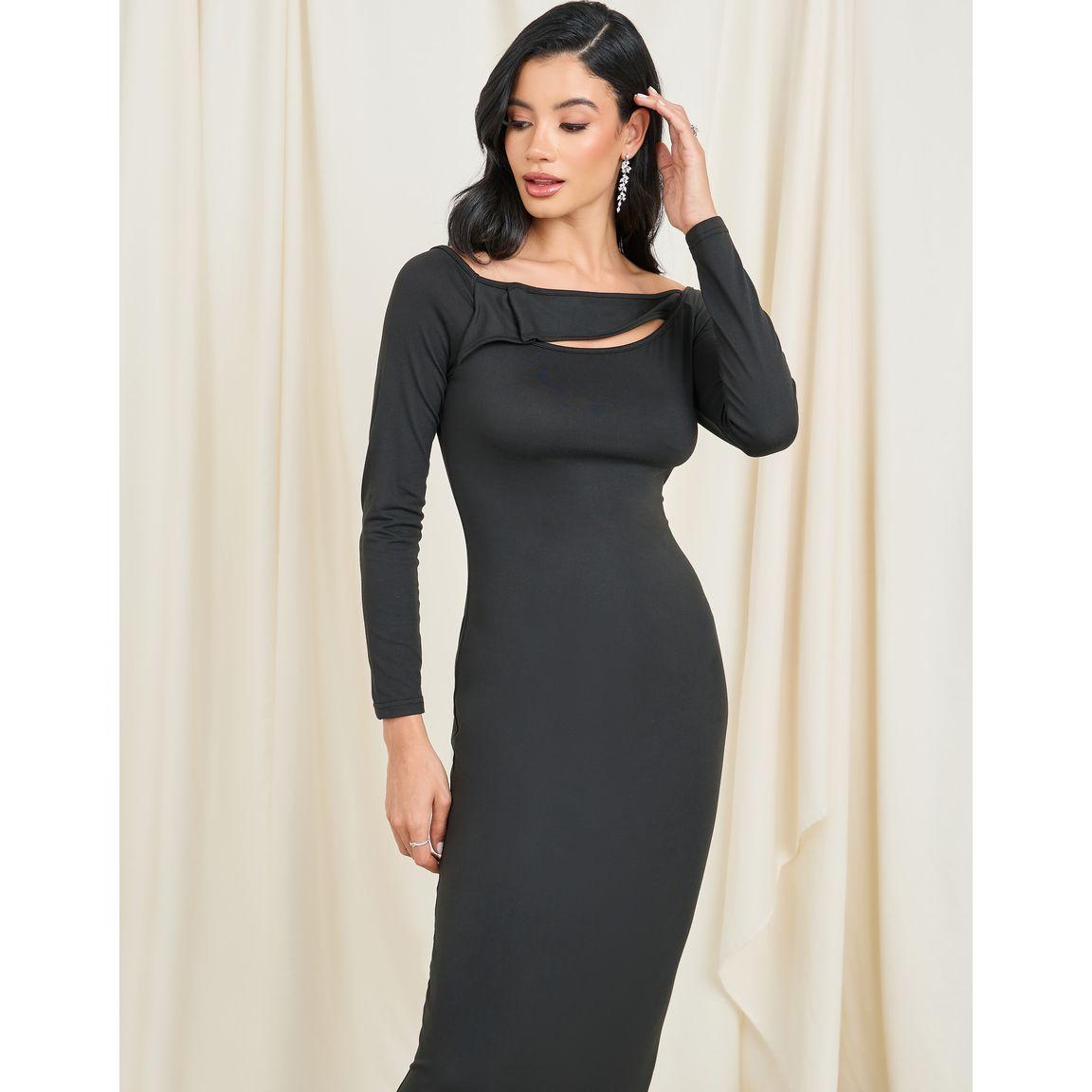 Styli Cut Out Neck Detail Bodycon Maxi Dress-women-clothing-dresses-image-2