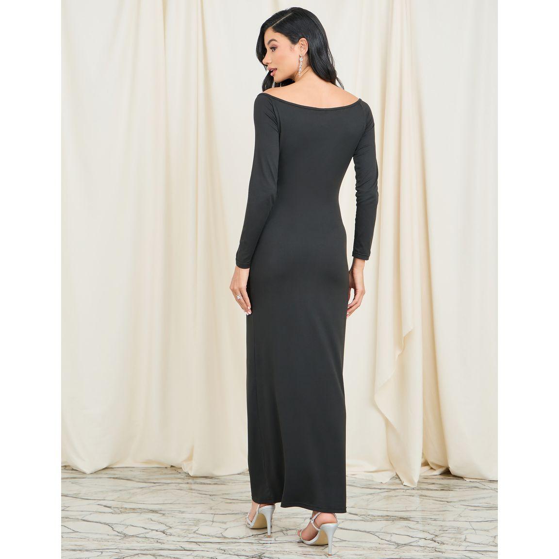 Styli Cut Out Neck Detail Bodycon Maxi Dress-women-clothing-dresses-image-4