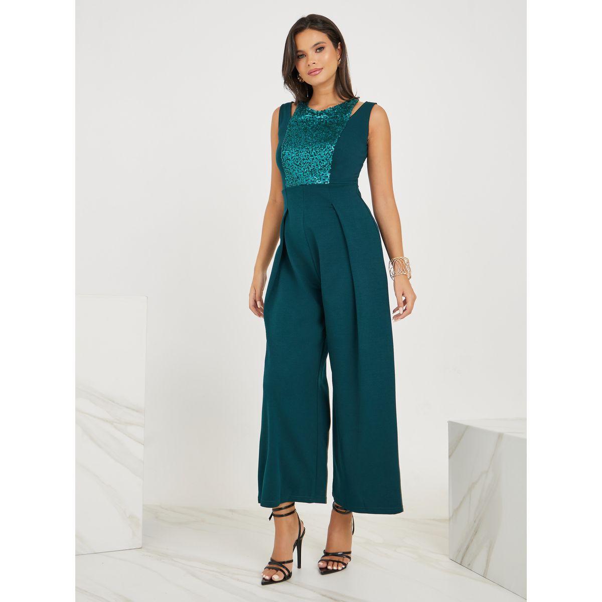 Styli Wide Leg Sequined Jumpsuit with Cut-Out Detail-women-clothing-jumpsuits-image-1