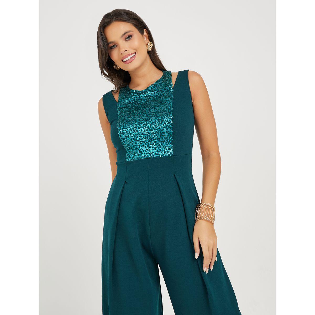 Styli Wide Leg Sequined Jumpsuit with Cut-Out Detail-women-clothing-jumpsuits-image-2