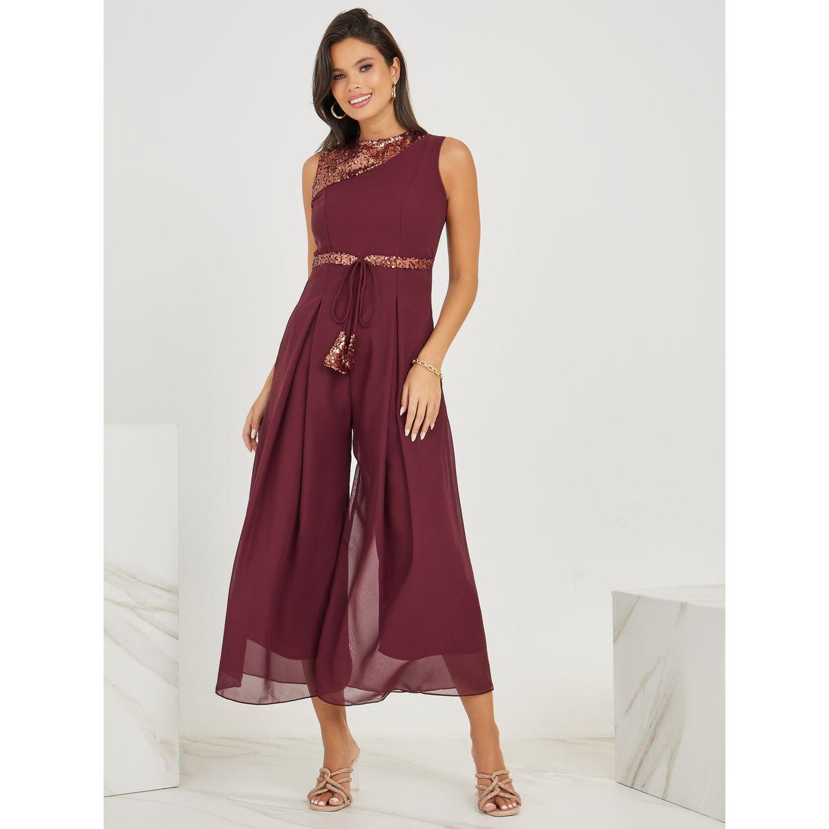 Styli Wide Leg Sequined Jumpsuit with Self Tie-women-clothing-jumpsuits-image-1