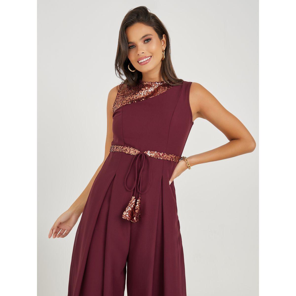 Styli Wide Leg Sequined Jumpsuit with Self Tie-women-clothing-jumpsuits-image-2