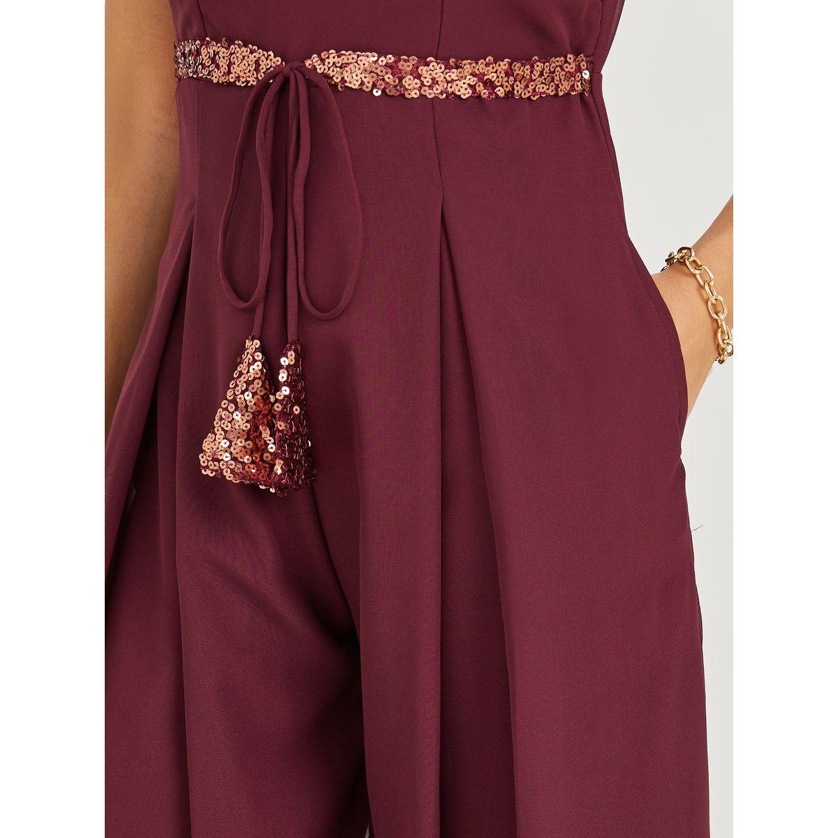 Styli Wide Leg Sequined Jumpsuit with Self Tie-women-clothing-jumpsuits-image-3