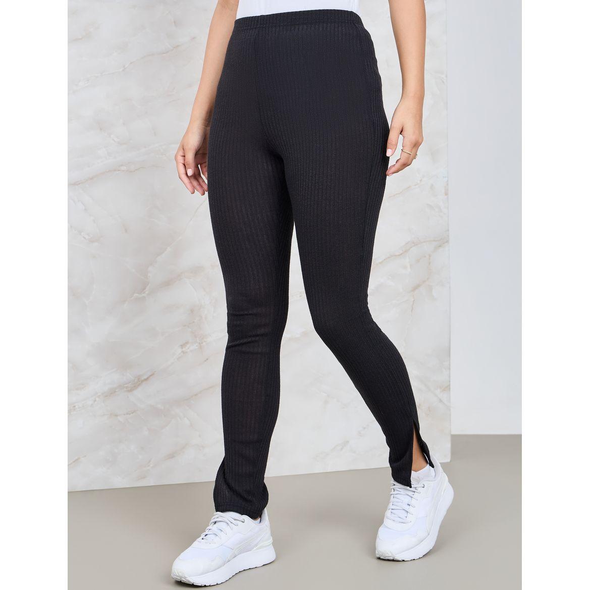 Styli Ribbed Leggings with Side Slit-women-clothing-bottoms-leggings-image-2