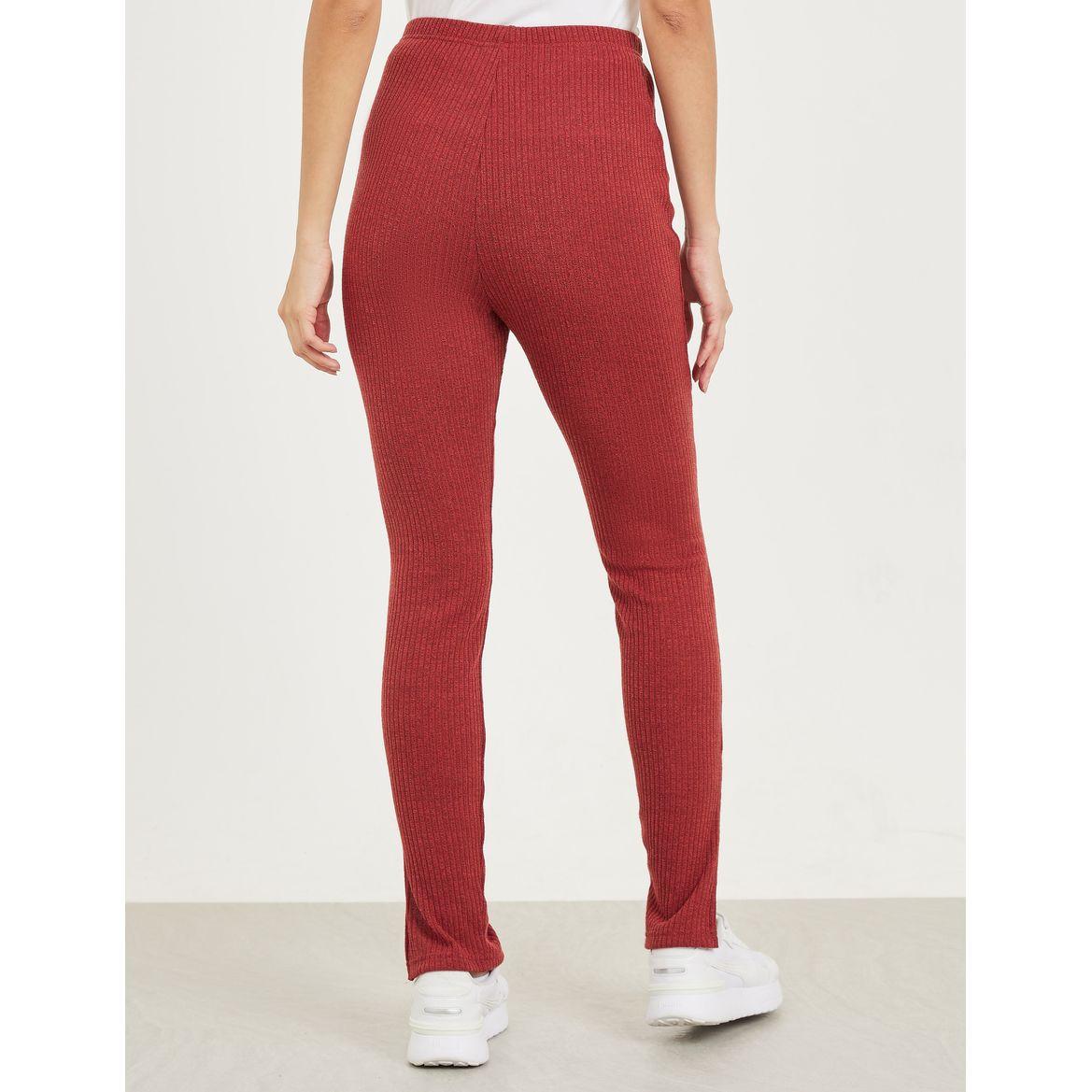 Styli Ribbed Leggings with Side Slit-women-clothing-bottoms-leggings-image-4