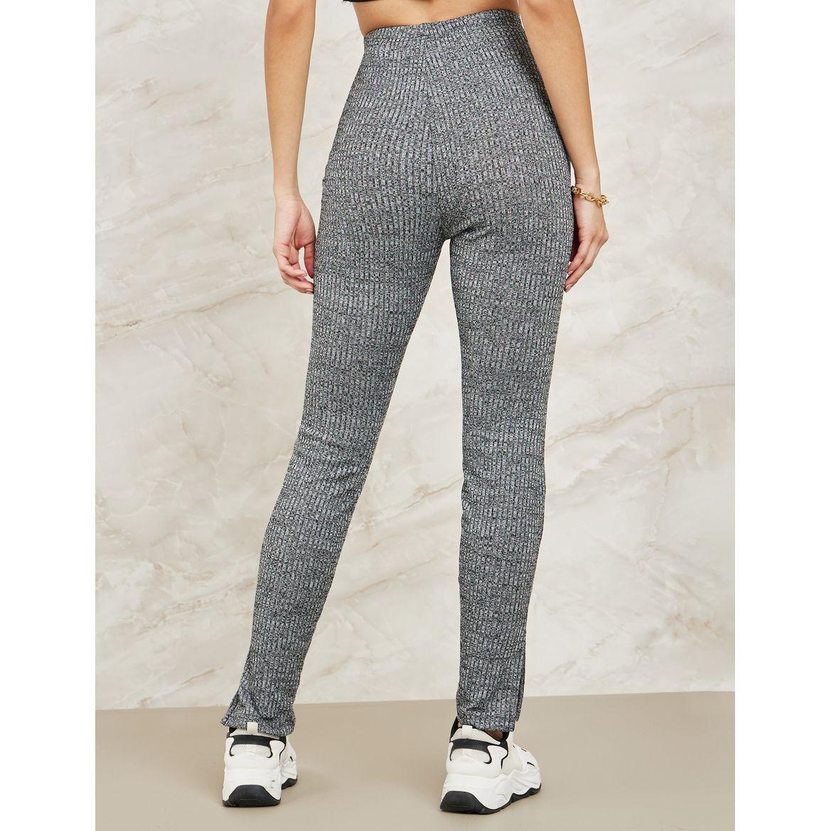Styli Ribbed Leggings with Side Slit-women-clothing-bottoms-leggings-image-5