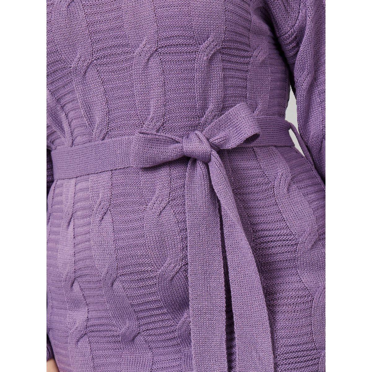 Styli Plus Cable Knit Sweater Midi Dress with Tie Belt-women-clothing-dresses-image-3