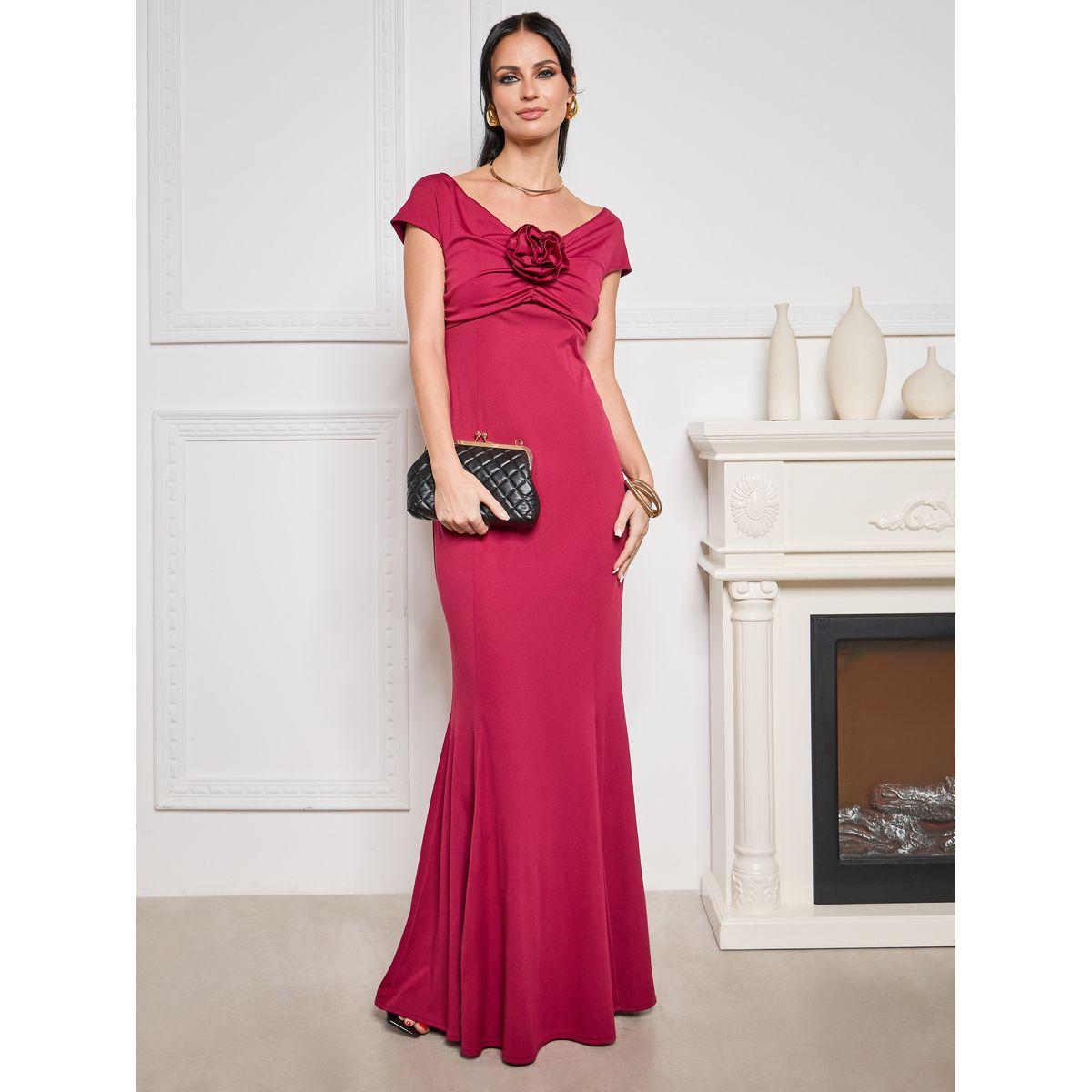 Styli Limited Off Shoulder Corsage Detail Mermaid Hem Maxi Dress-women-clothing-dresses-image-1
