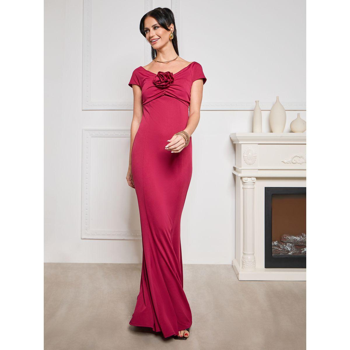 Styli Limited Off Shoulder Corsage Detail Mermaid Hem Maxi Dress-women-clothing-dresses-image-2
