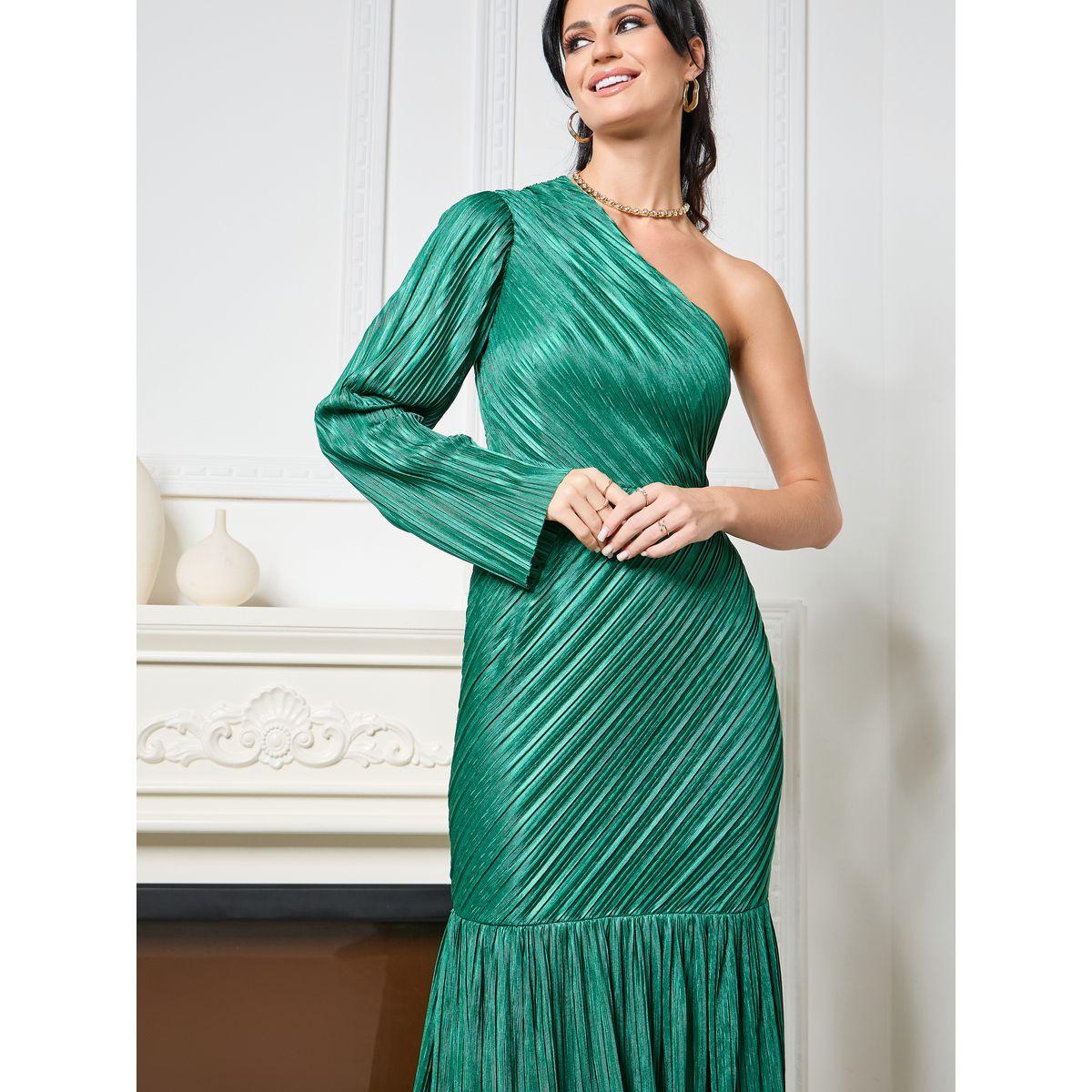 Styli Limited Fitted Plisse One Shoulder Draped Maxi Dress-women-clothing-dresses-image-5