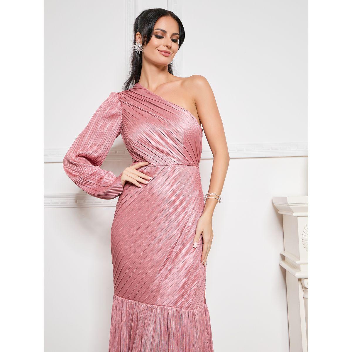 Styli Limited Fitted Plisse One Shoulder Draped Maxi Dress-women-clothing-dresses-image-3